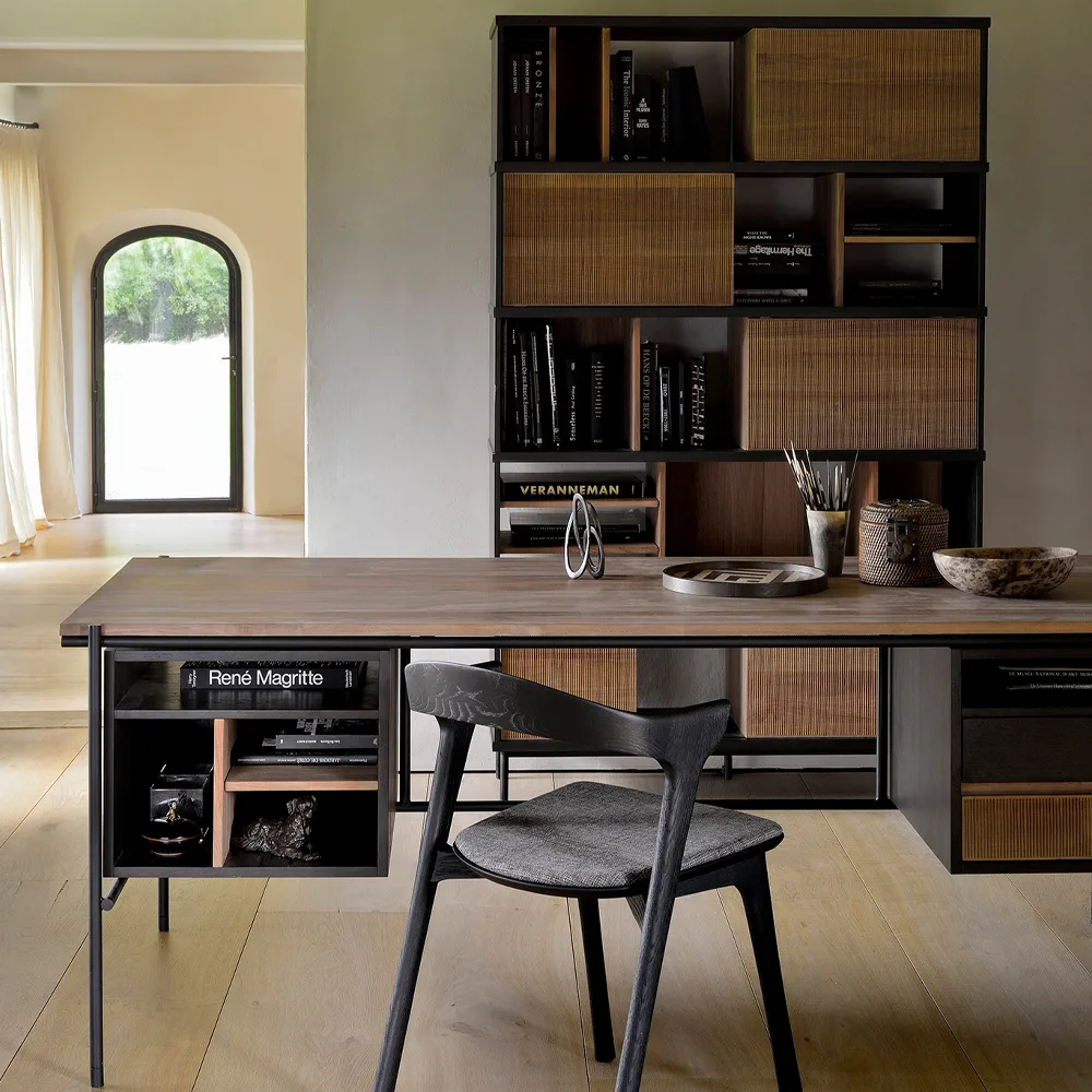 Oscar Rack estante, Teak-Black 5 portas 120x40 cm Ethnicraft