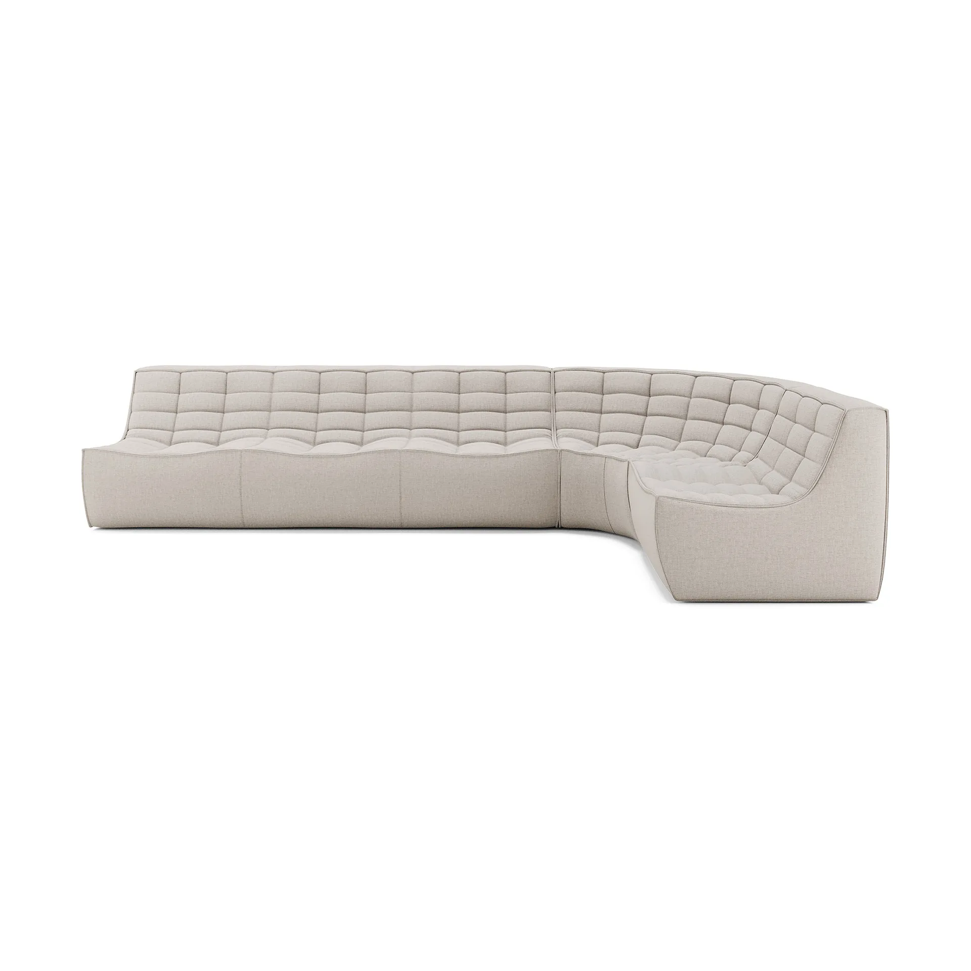 Sofá modular de canto N701 com canto arredondado, tecido Beige, 301x171 cm,  Ethnicraft