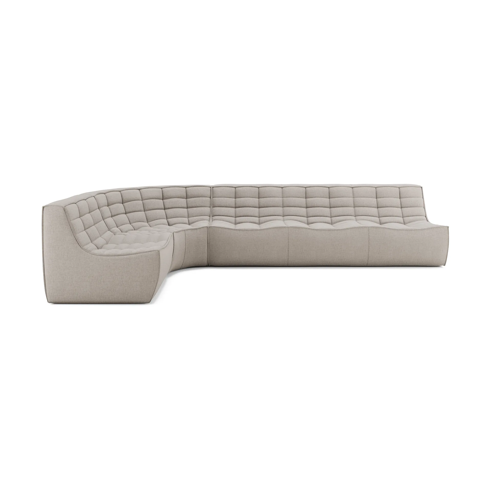 Sofá modular de canto N701 com canto arredondado, tecido Ecru Beige, 301x171 cm,  Ethnicraft