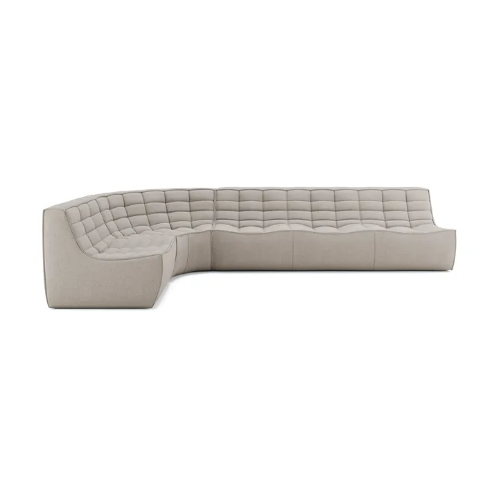 Sofá modular de canto N701 com canto arredondado, tecido Ecru Beige, 301x171 cm - Ethnicraft