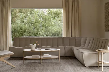 Sofá modular de canto N701 com canto arredondado, tecido Ecru Beige, 301x171 cm - Ethnicraft