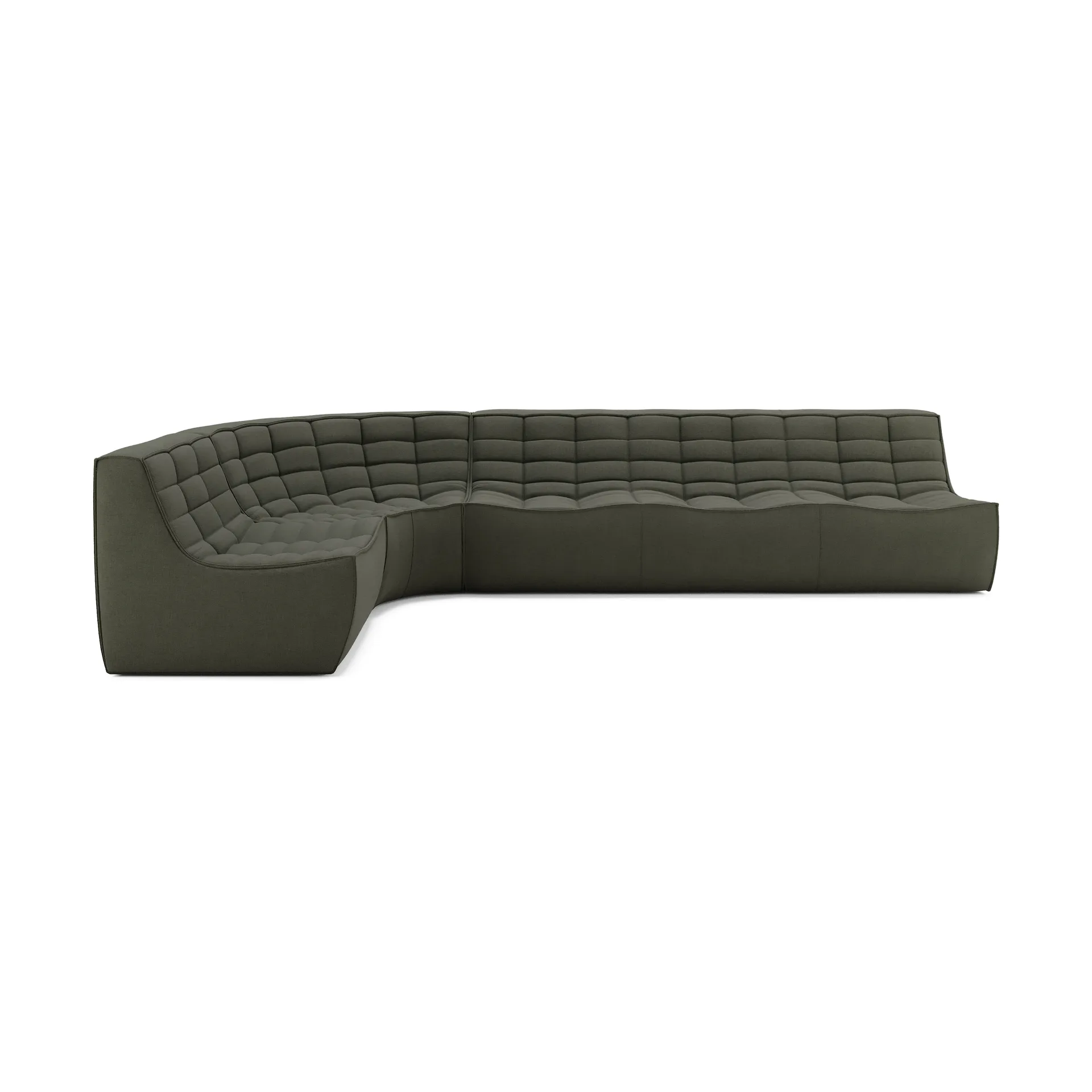 Sofá modular de canto N701 com canto arredondado, tecido Moss Eco, 301x171 cm,  Ethnicraft