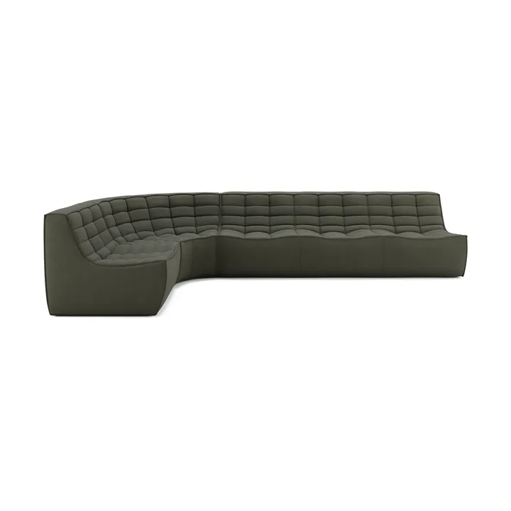 Sofá modular de canto N701 com canto arredondado, tecido Moss Eco, 301x171 cm - Ethnicraft