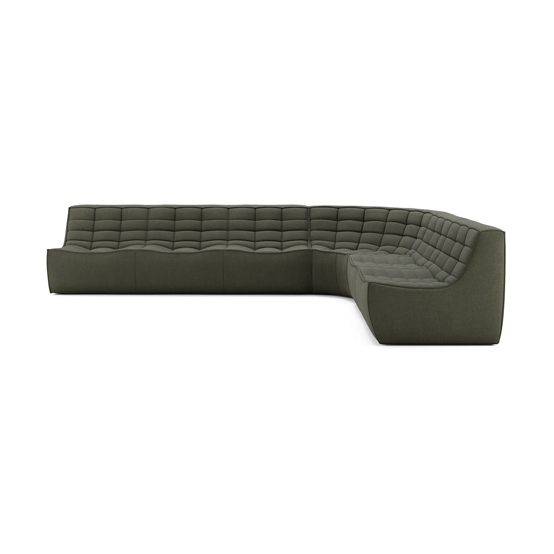 Sofá modular de canto N701 com canto arredondado, tecido Moss Eco, 330x260 cm,  Ethnicraft