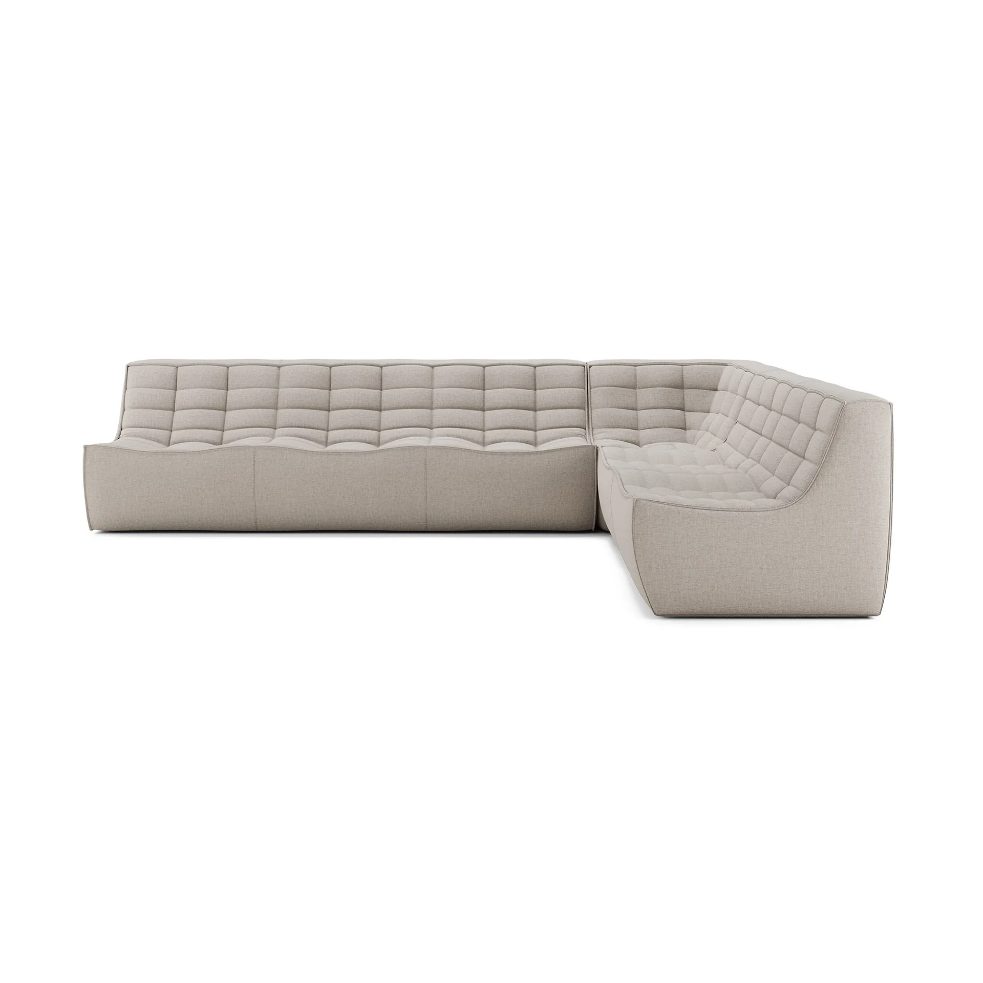 Sofá modular de canto N701 com canto reto, tecido Beige, 301x231 cm,  Ethnicraft