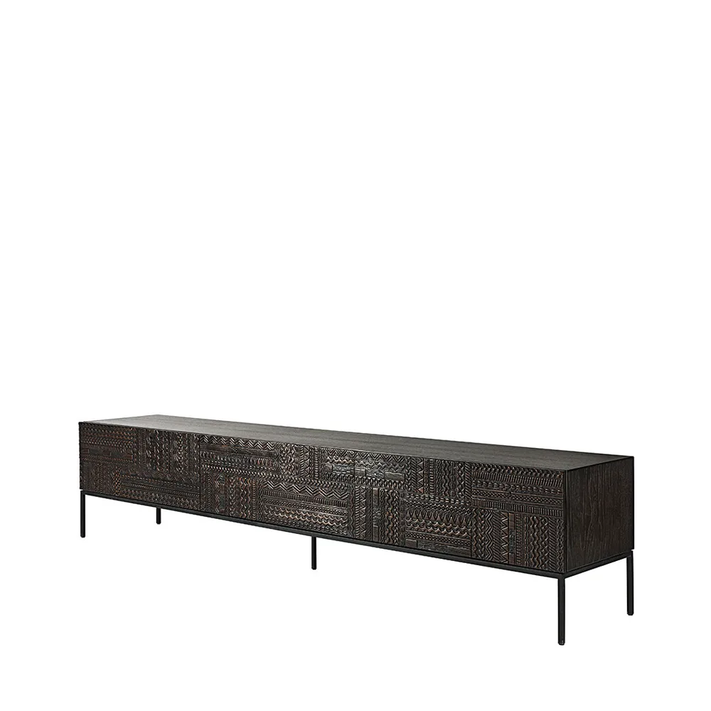 Tabwa móvel de TV, Preto teca 51x240 cm Ethnicraft