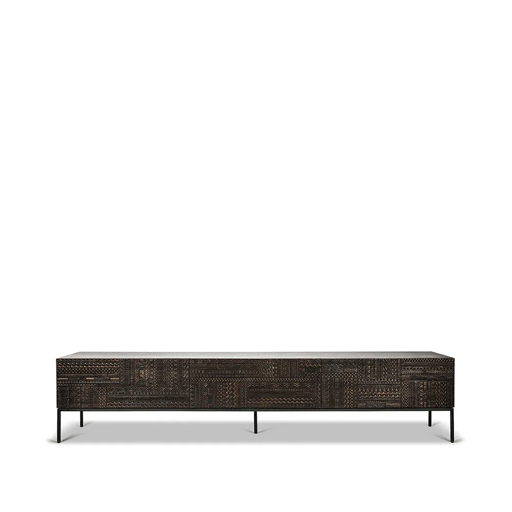 Tabwa móvel de TV, Preto teca 51x240 cm Ethnicraft