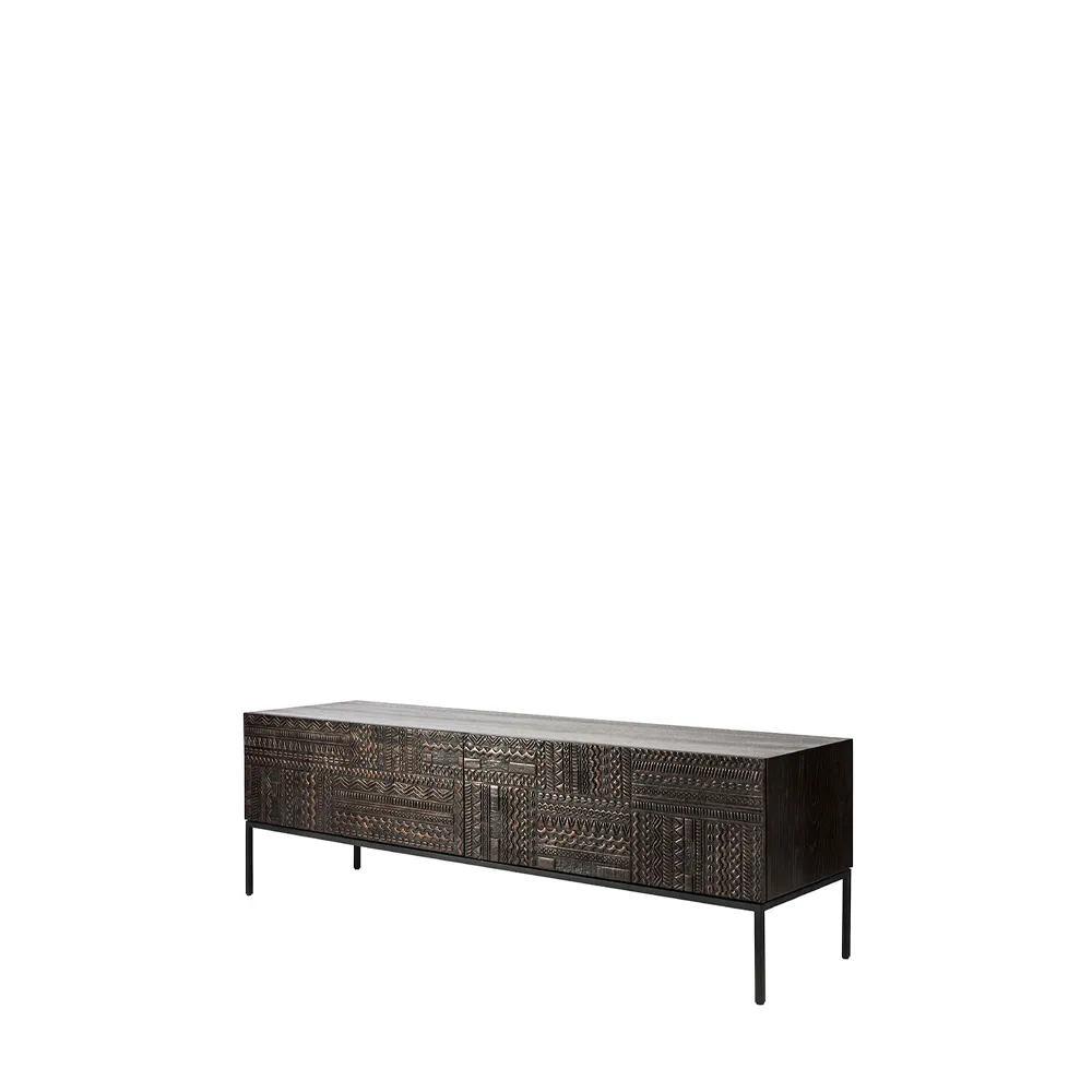 Tabwa móvel de TV, Teak preto 51x160 cm Ethnicraft