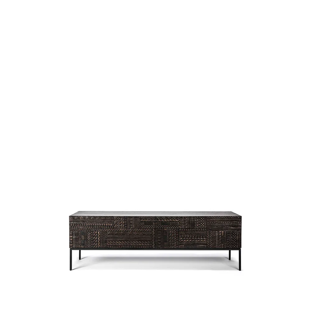 Tabwa móvel de TV, Teak preto 51x160 cm Ethnicraft