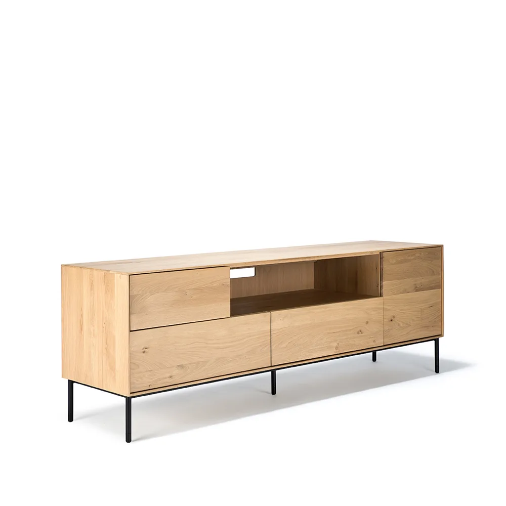 Whitebird móvel de TV 180 cm, Óleo de cera de carvalho-Black metal Ethnicraft