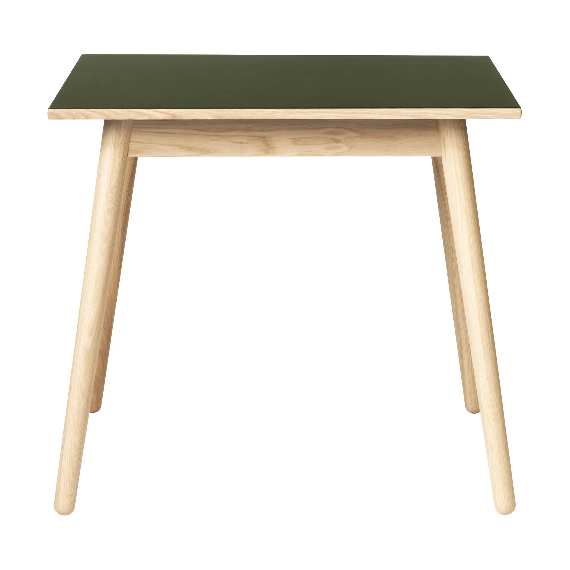 C35A mesa de jantar 82x82 cm, Linóleo oliva – carvalho natural com verniz à base de água. FDB Møbler
