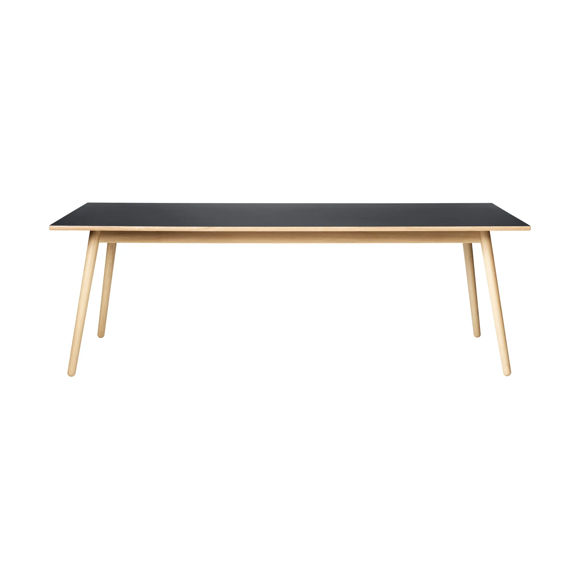 C35A mesa de jantar 95x220 cm, Linóleo preto – carvalho natural com verniz à base de água. FDB Møbler