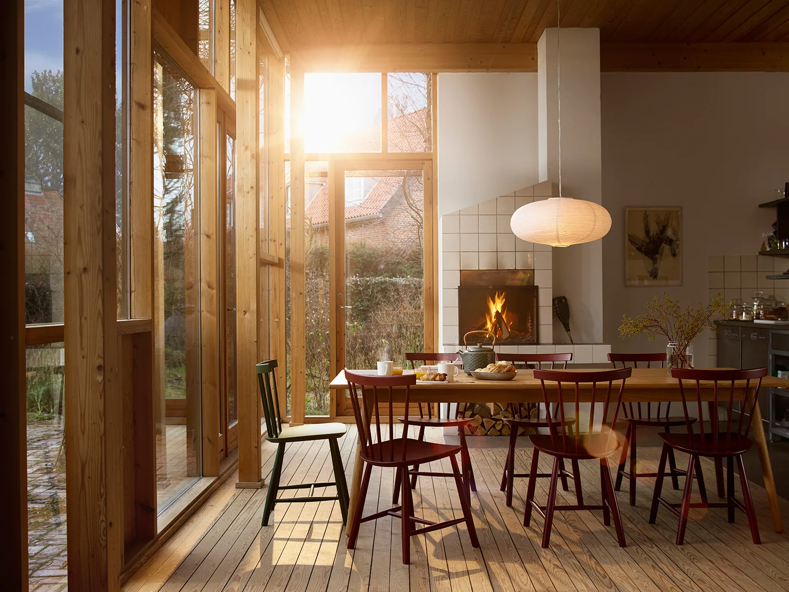 C35A mesa de jantar 95x220 cm, Oak nature-oak nature lacquered FDB Møbler