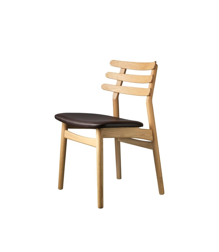 Cadeira J48, Oak nature lacquered-dark brown leather FDB Møbler