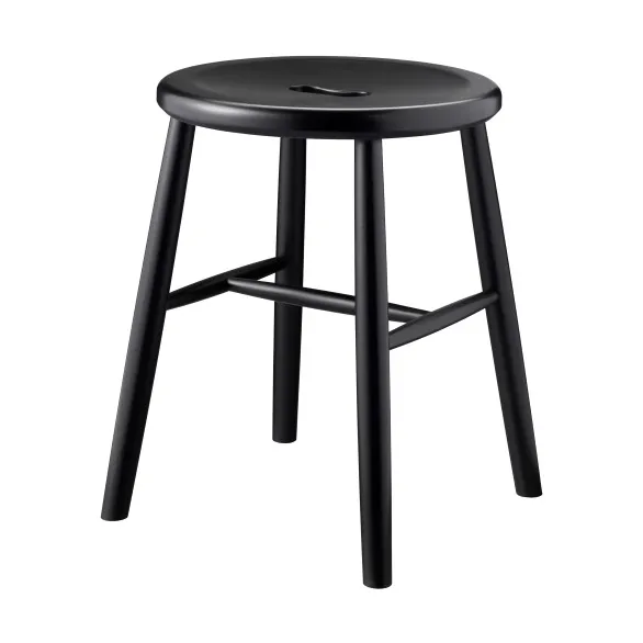 J27 banco redondo - Beech black painted, Ø35x45,5 cm - FDB Møbler