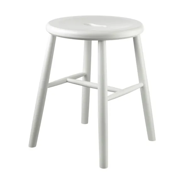 J27 banco redondo - Beech white painted, Ø35x45,5 cm - FDB Møbler