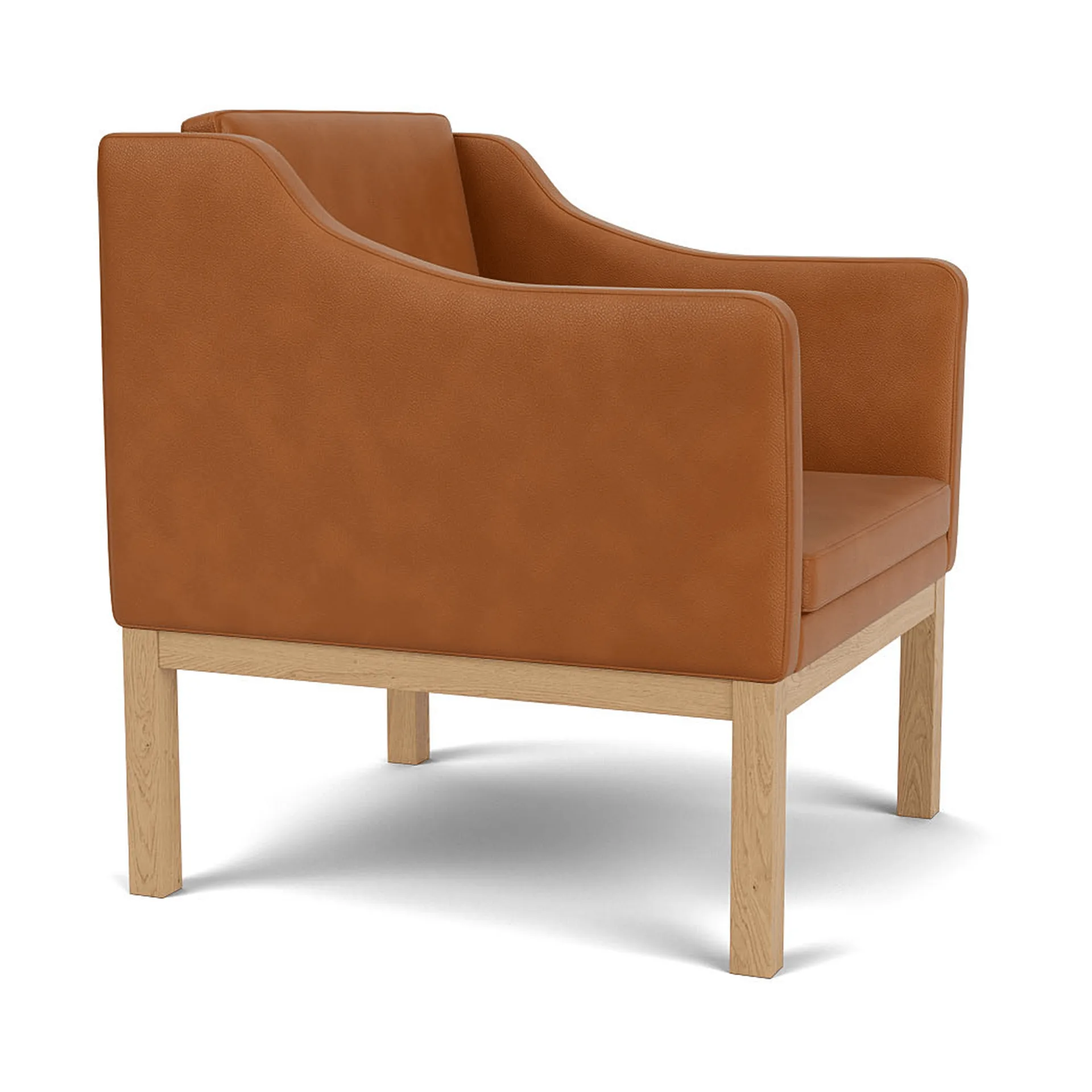 L46 MK155 easy chair poltrona com braços, Carvalho lacado-couro cognac FDB Møbler
