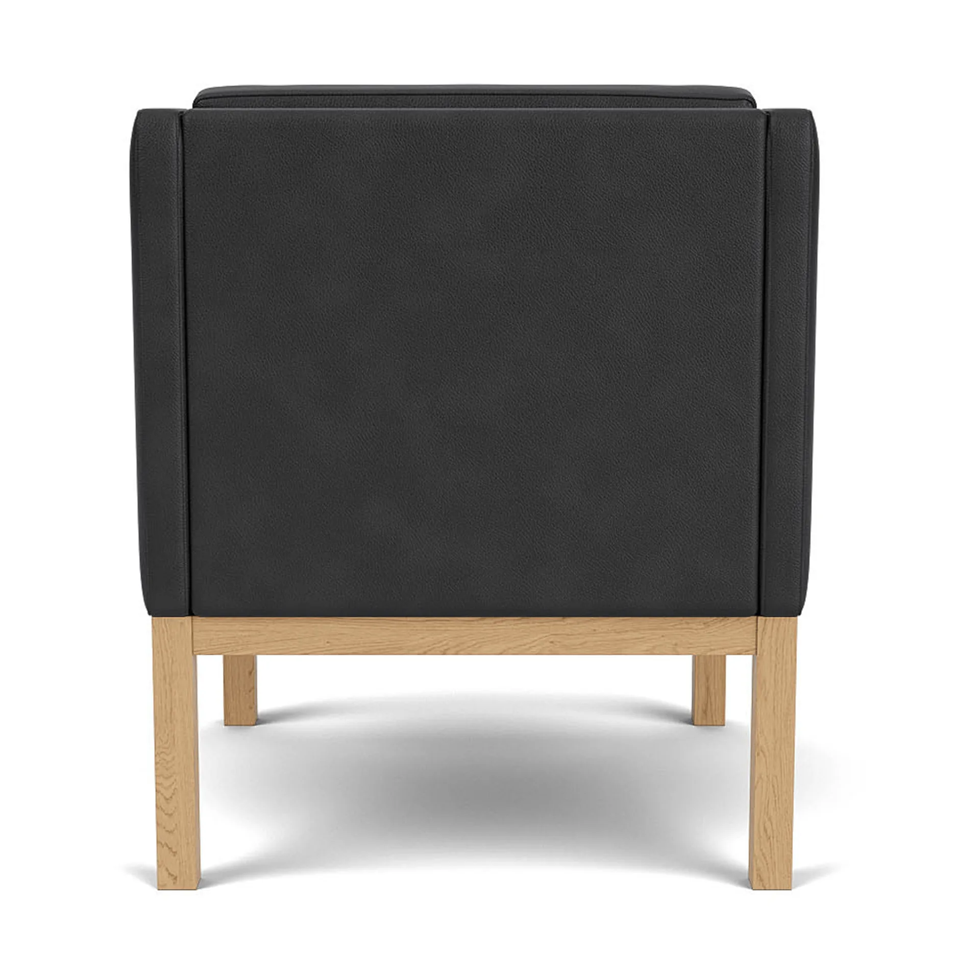 L46 MK155 easy chair poltrona com braços, Carvalho lacado - pele preta FDB Møbler