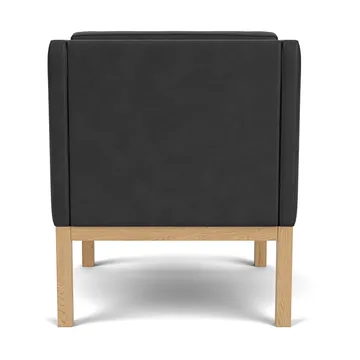 L46 MK155 easy chair poltrona com braços - Carvalho lacado - pele preta - FDB Møbler