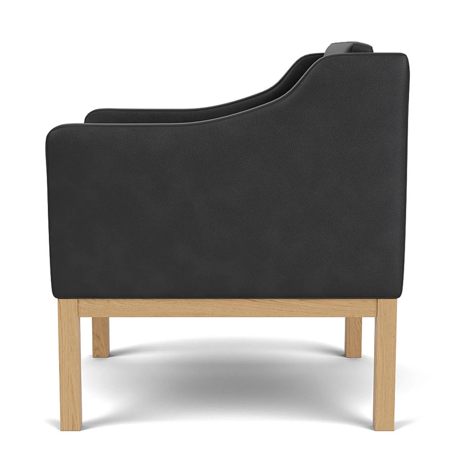 L46 MK155 easy chair poltrona com braços, Carvalho lacado - pele preta FDB Møbler