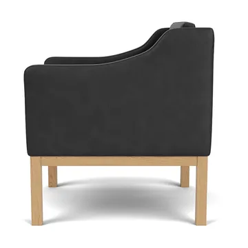 L46 MK155 easy chair poltrona com braços - Carvalho lacado - pele preta - FDB Møbler