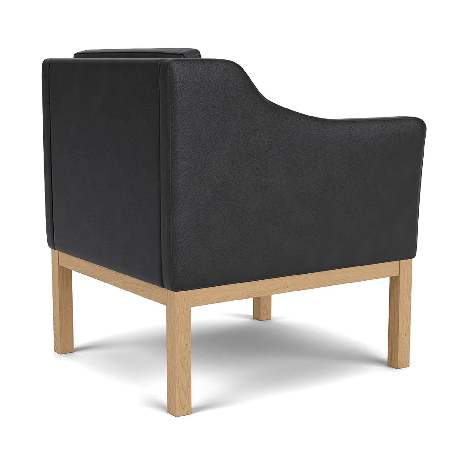 L46 MK155 easy chair poltrona com braços, Carvalho lacado - pele preta FDB Møbler