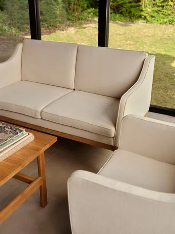 L46 MK155 easy chair poltrona com braços - Carvalho lacado - tecido bege - FDB Møbler