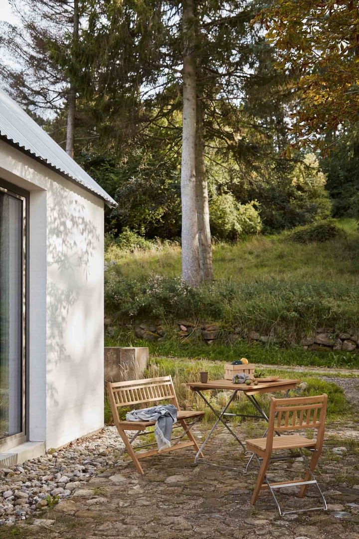 M23 Lilleø cadeira de varanda, Teca-aço inoxidável FDB Møbler