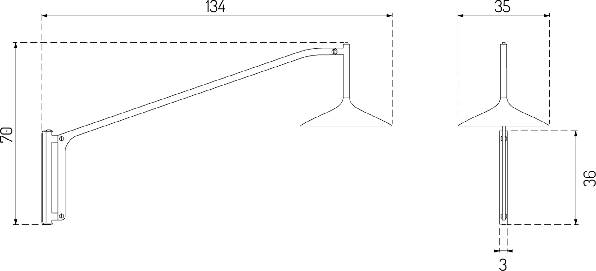 U17 Hasle candeeiro de parede, Verde-azeitona, 134 cm FDB Møbler