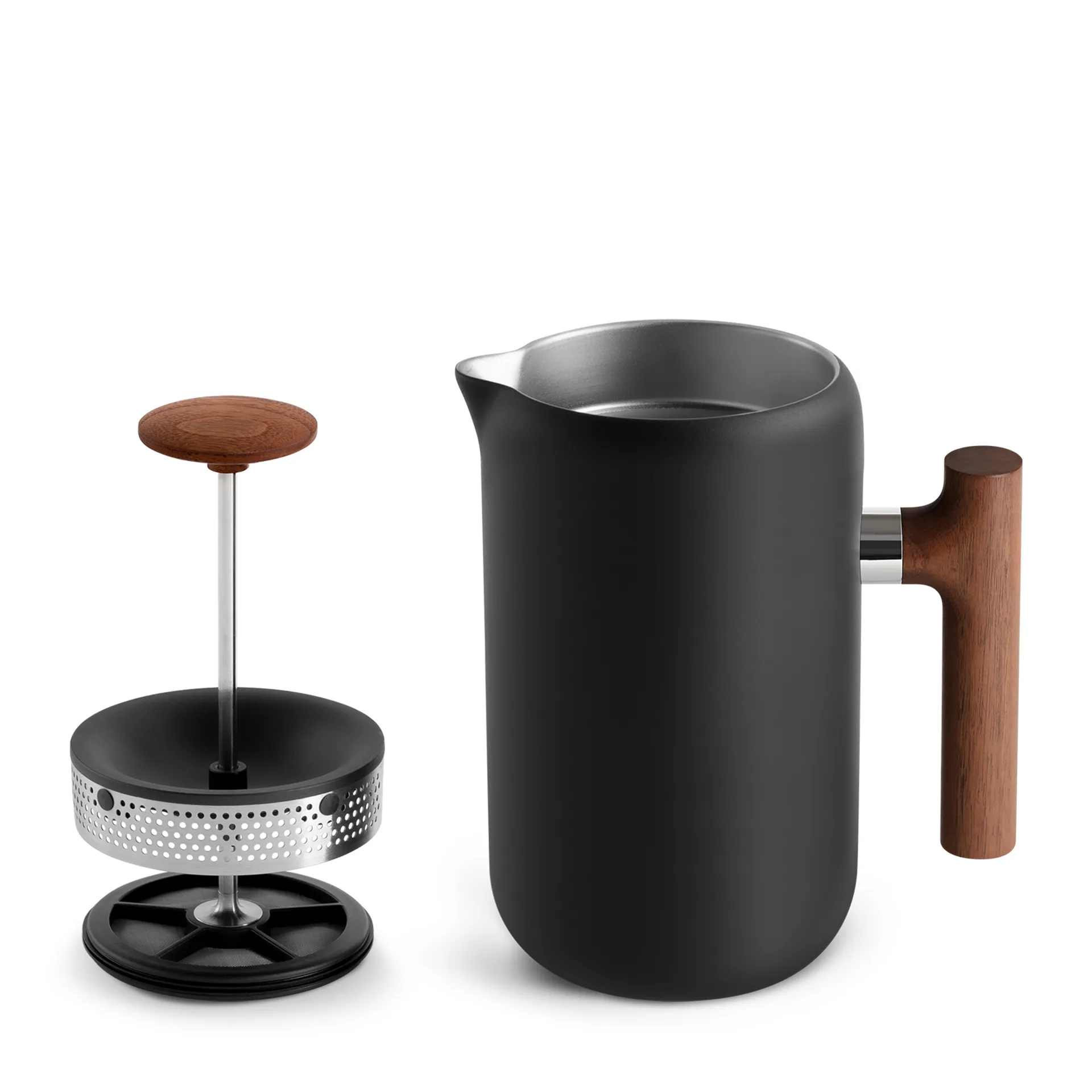 Cafeteira de prensa Clara 70,9 cl, Matte black-walnut Fellow