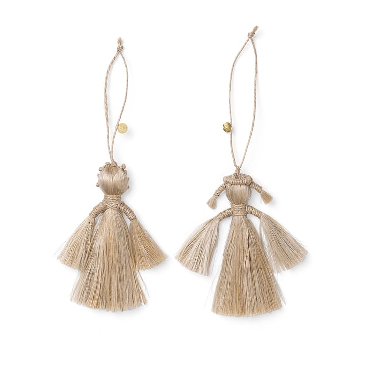 Anjos com asas Decoração de Natal 9 cm 2 unidades - Natural - Ferm Living