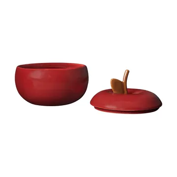 Apple taça de cerâmica com tampa - Vermelho escuro, Ø9,5 cm - Ferm Living