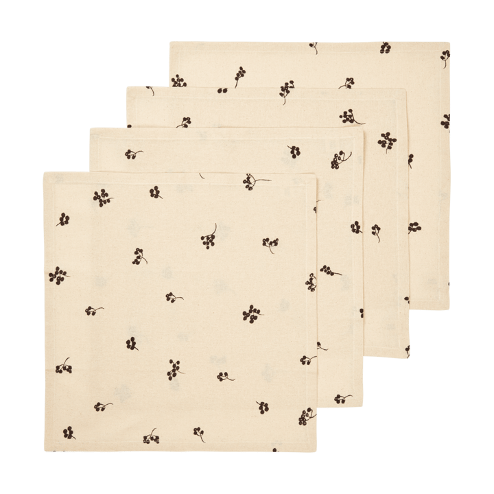 Baies guardanapo de algodão 40x40 cm 4 unidades - Natural-chocolate escuro - Ferm Living