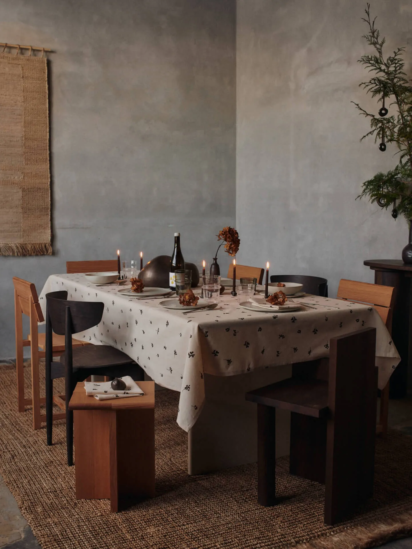 Baies guardanapo de algodão 40x40 cm 4 unidades, Natural-chocolate escuro Ferm Living