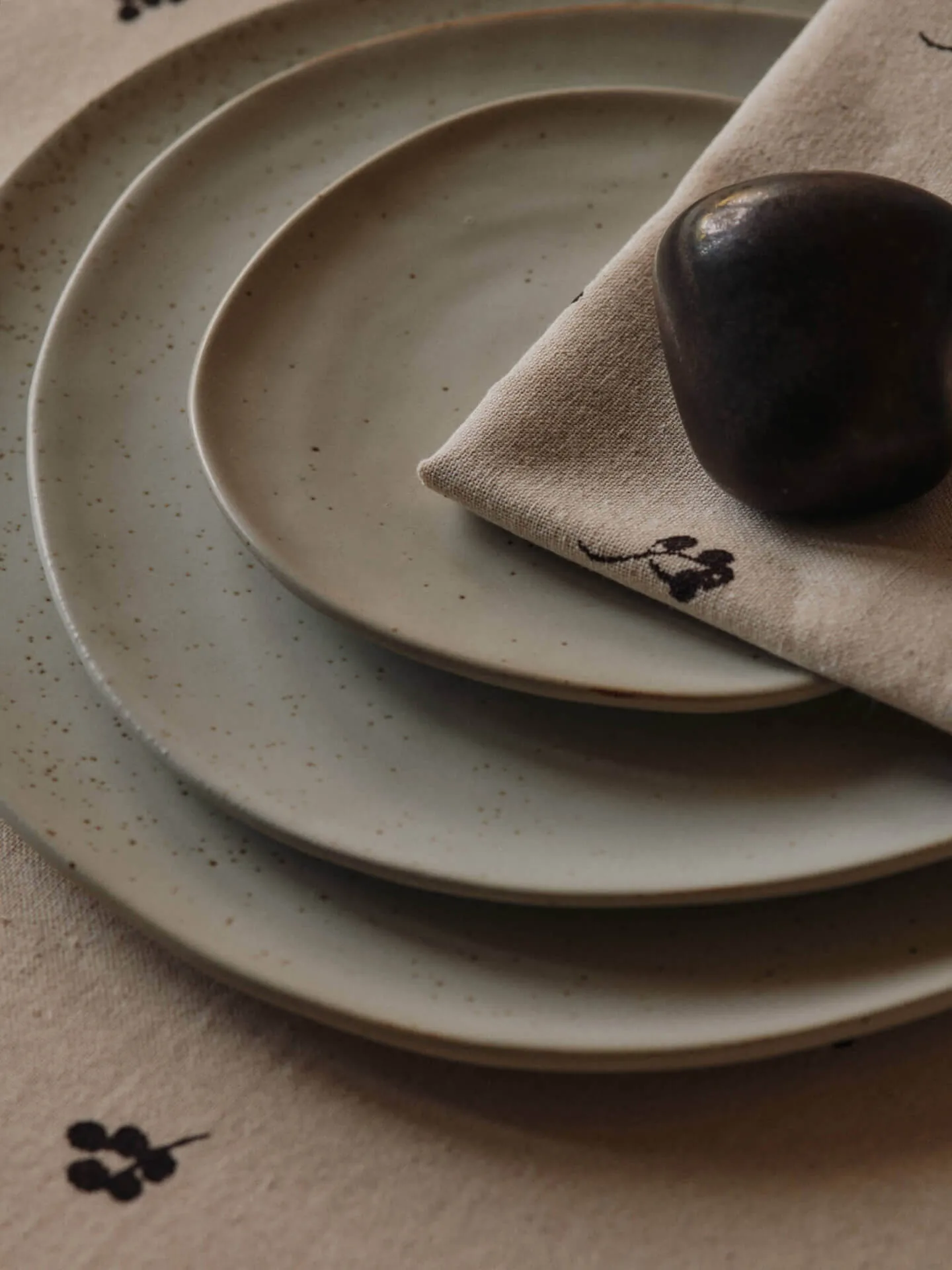 Baies guardanapo de algodão 40x40 cm 4 unidades, Natural-chocolate escuro Ferm Living