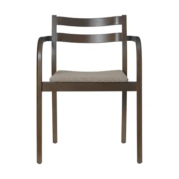 Boda cadeira com braços - Assento estofado em bouclé rugged, dark stained-natural - Ferm Living
