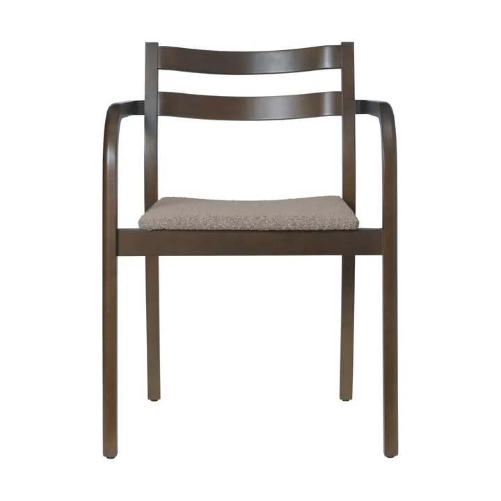 Boda cadeira com braços - Assento estofado em bouclé rugged, dark stained-natural - Ferm Living