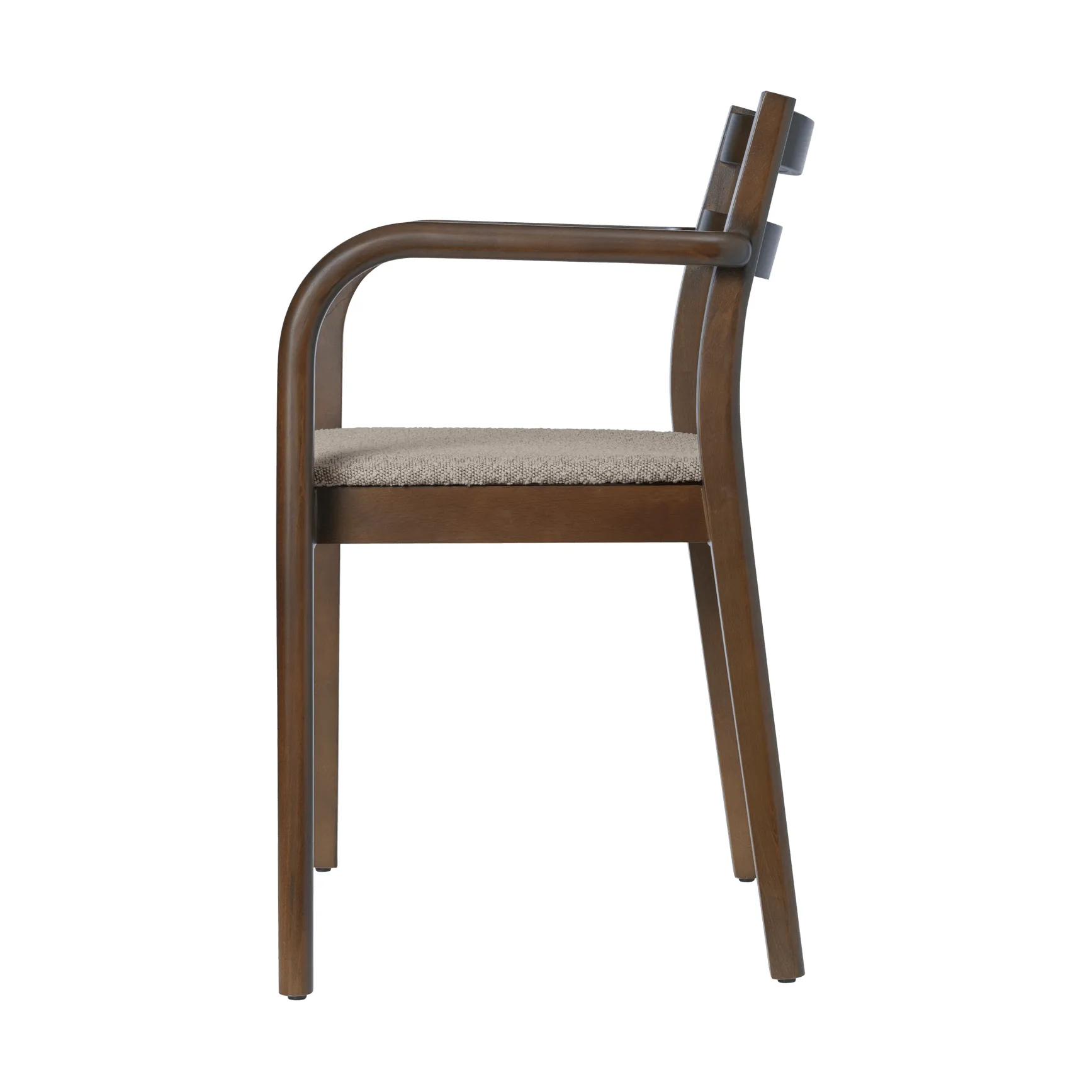 Boda cadeira com braços, Assento estofado em bouclé rugged, dark stained-natural Ferm Living