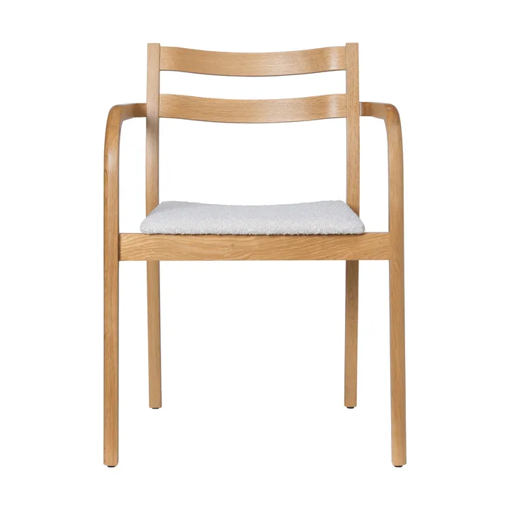 Boda cadeira com braços - Assento estofado rugged bouclé, natural-off-white - Ferm Living