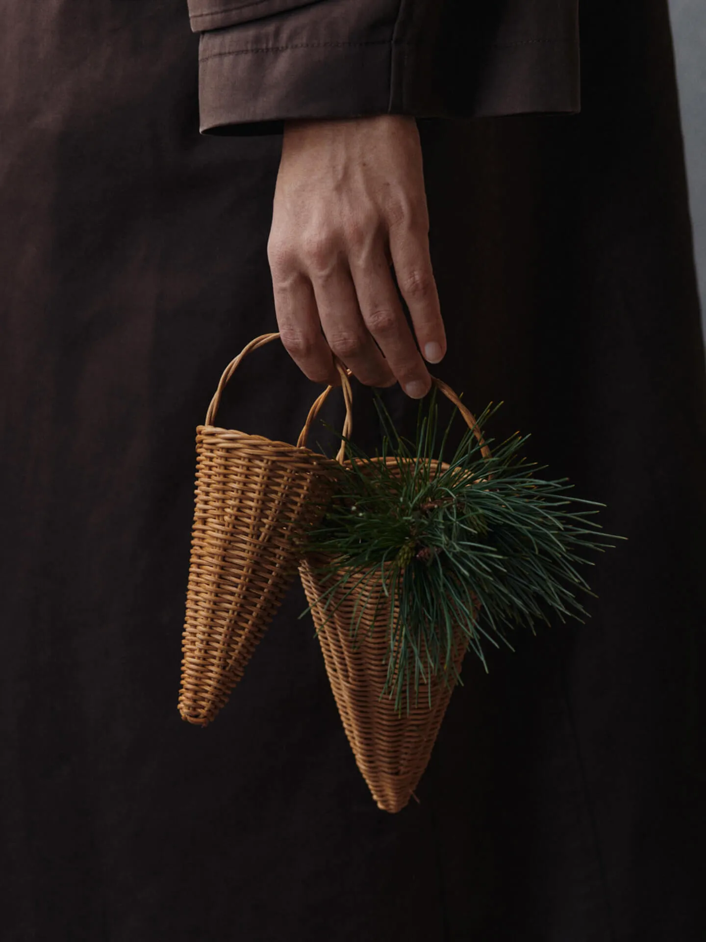 Braided enfeite de Natal em forma de cone 18 cm, Natural Ferm Living