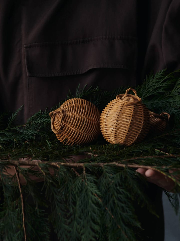Braided enfeite de Natal redondo Ø8 cm 2 unidades, Natural Ferm Living