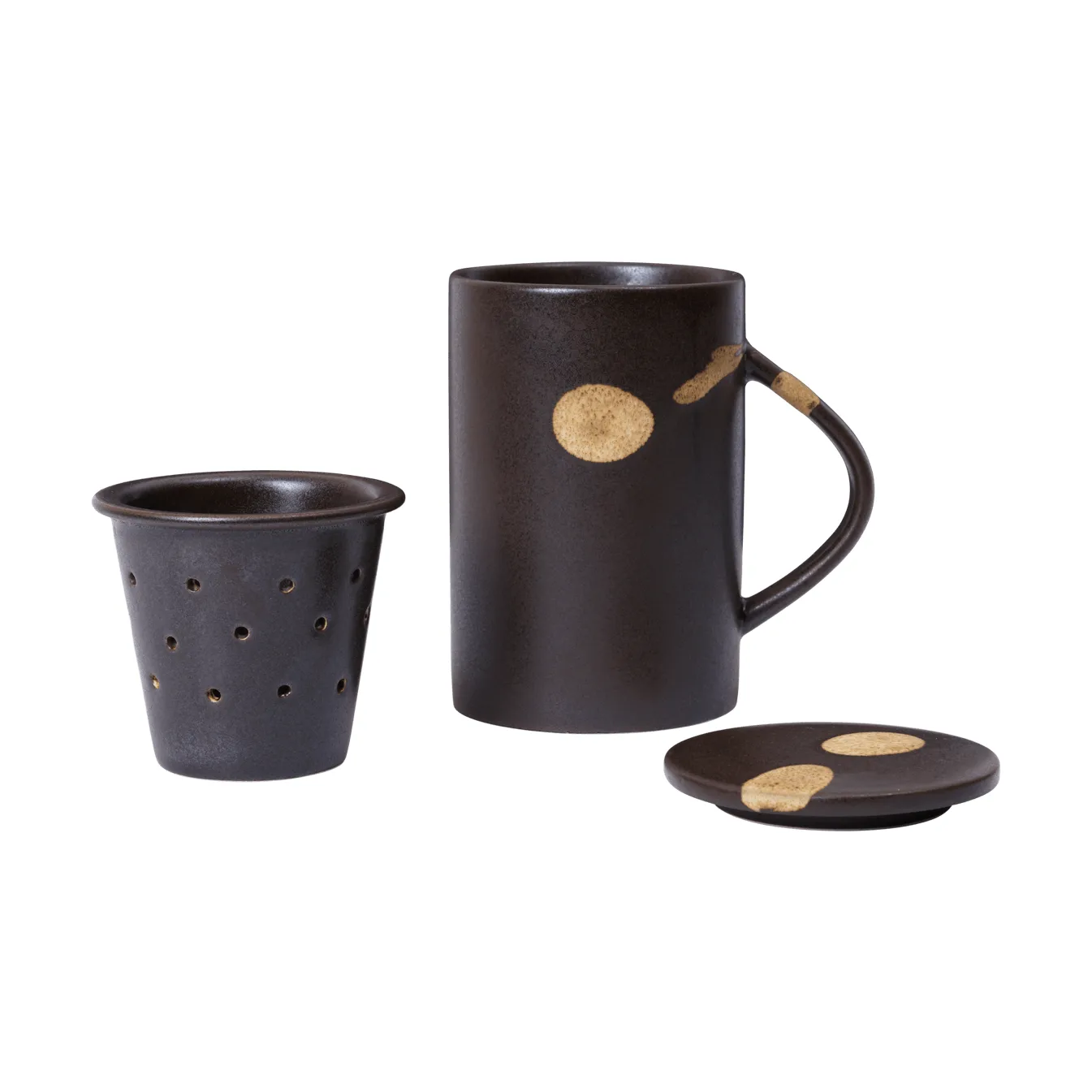 Caneca de chá Koyo com infusor 40 cl, Dark brown-buff Ferm Living