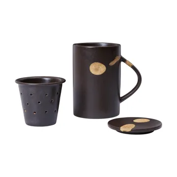 Caneca de chá Koyo com infusor 40 cl - Dark brown-buff - Ferm Living