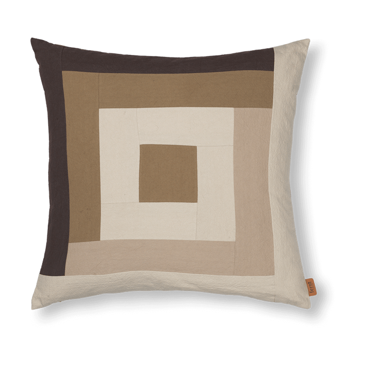 Capa de almofada Border patchwork 50x50 cm, Coffee-dark sand Ferm Living