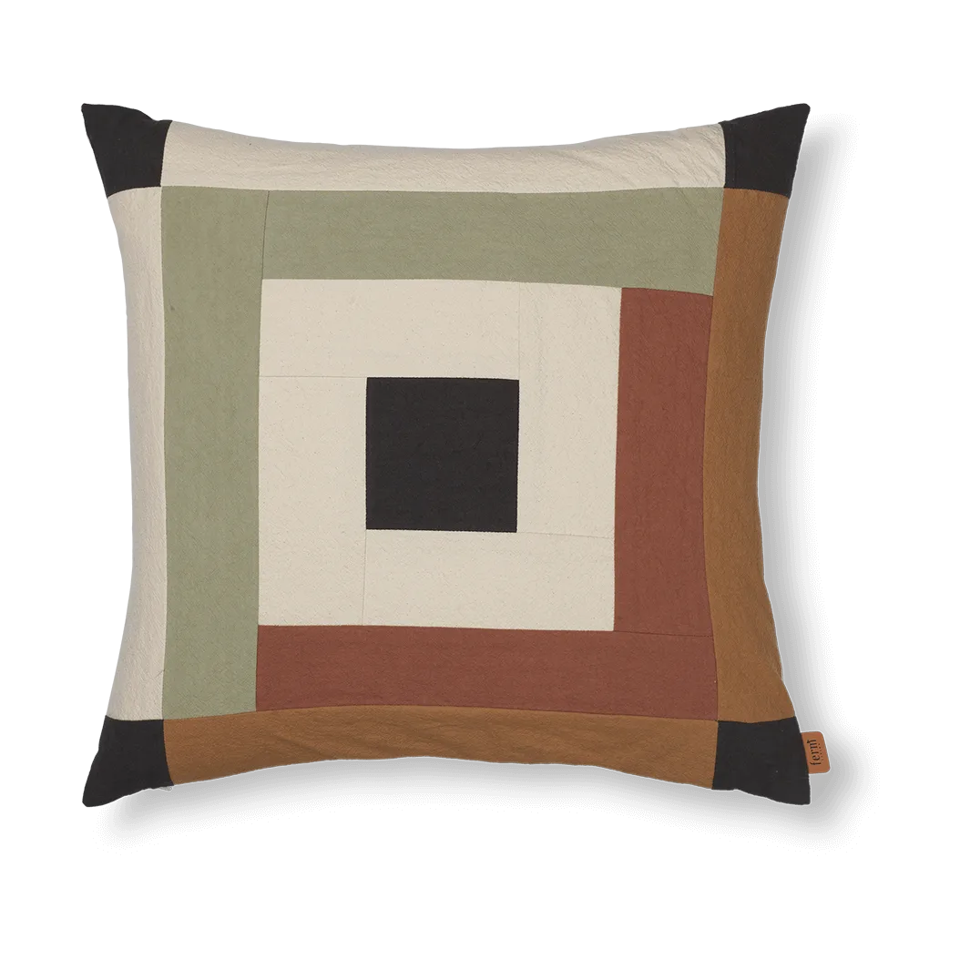 Capa de almofada Border patchwork 50x50 cm, Dark sage-red brown Ferm Living