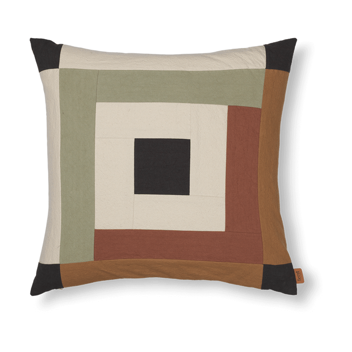 Capa de almofada Border patchwork 50x50 cm - Dark sage-red brown - Ferm Living