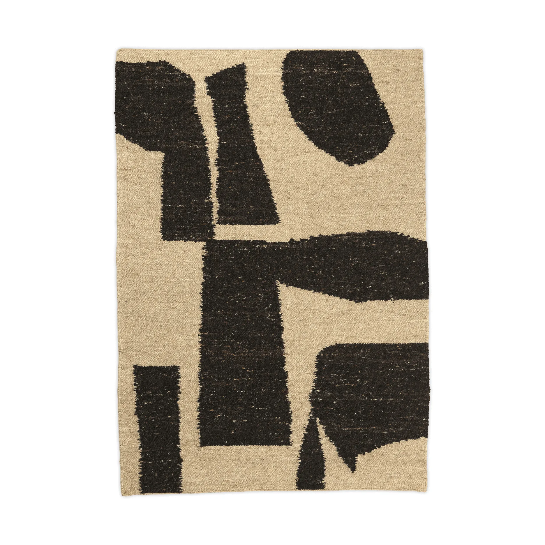 Carpete de lã Piece, Off-white-Café, 140x200 cm Ferm Living