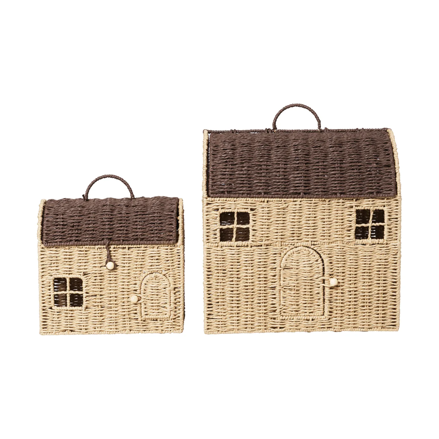 Casu cestos de arrumação em forma de casa, 2 peças, Natural-castanho escuro Ferm Living