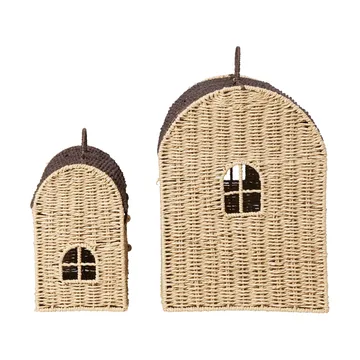 Casu cestos de arrumação em forma de casa, 2 peças - Natural-castanho escuro - Ferm Living
