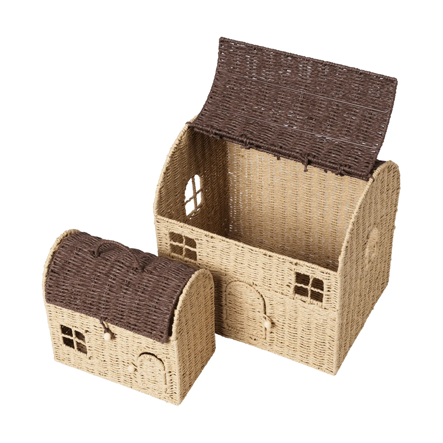 Casu cestos de arrumação em forma de casa, 2 peças, Natural-castanho escuro Ferm Living